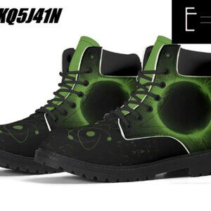 NEW E=M/C2 Men's Upgraded Black Hole Green Leather All Season Boots
